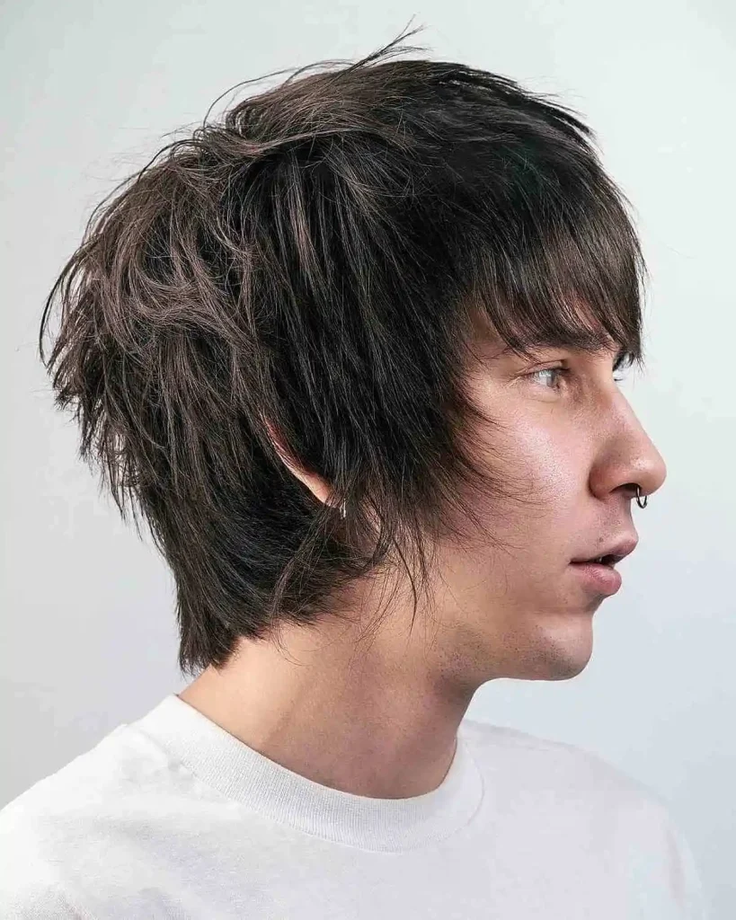 Medium-Length Shaggy Hairstyle Shag Haircut for Men
