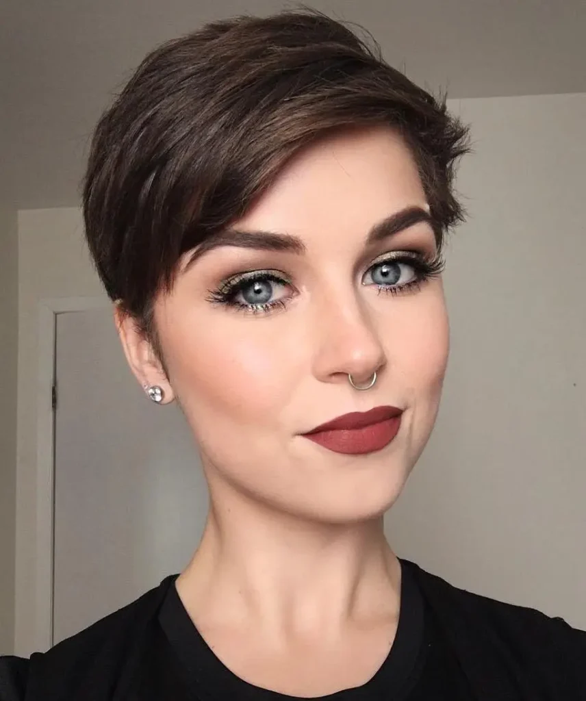 Smooth and Slick Side-Parted Pixie